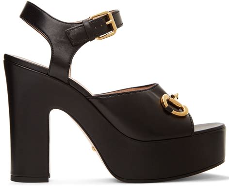 gucci sole p00194243 nero|Gucci: Black Platform Heeled Sandals .